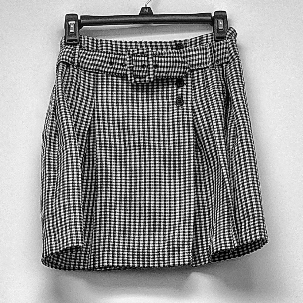 GSL Gingham Ruffle Belted Skirt